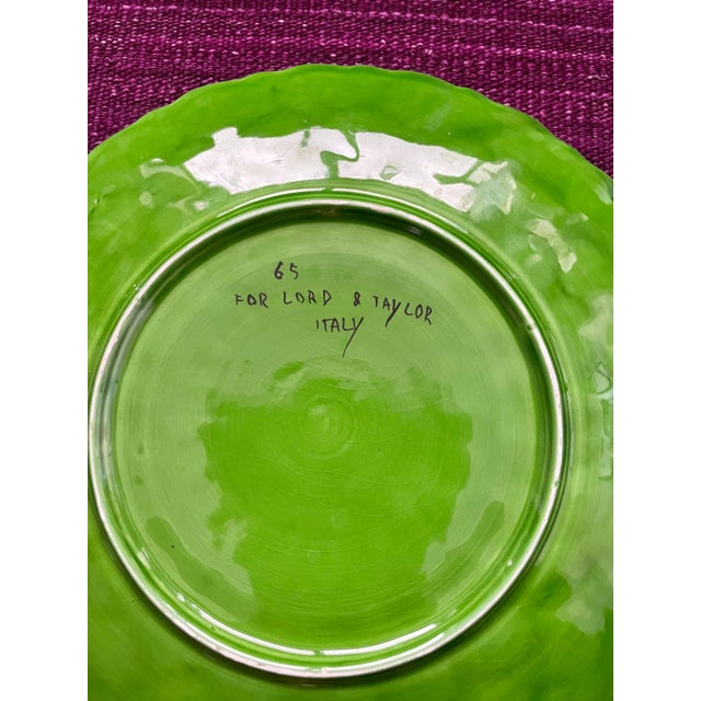 1960s Large Italian Majolica Green Plates- a Pair For Sale - Image 4 of 9