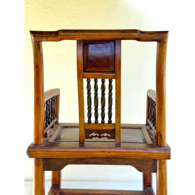Chestnut Antique Side Chair : Mid to Late 19th Century Chinese Elm Wood Vintage Chinese Side Chair- With a Warm Golden Glow! For Sale - Image 8 of 12
