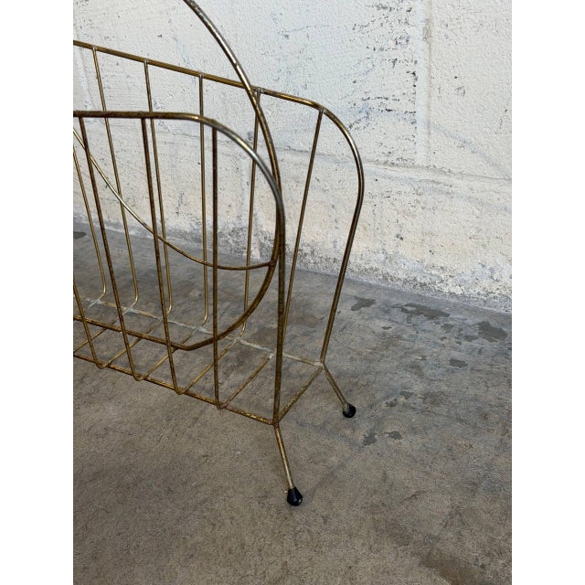 Brass Wire Metal Magazine Holder Mid-Century Modern Vintage For Sale - Image 10 of 10