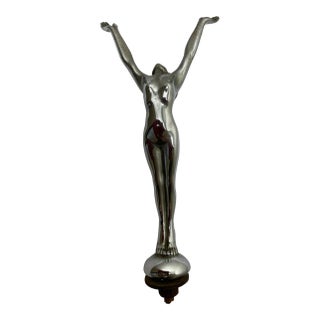 Traditional Art Deco Chrome Classic Automobile Car Diving Lady Mascot Sculpture For Sale