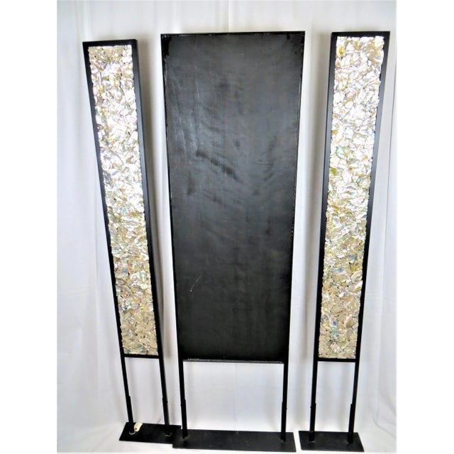 Contemporary Polished Seashell Screen Panels on Stands- Set of 3 For Sale In San Francisco - Image 6 of 8