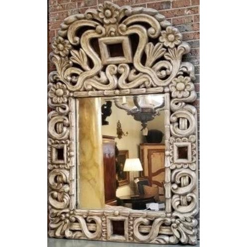 Rustic European 18c Style Kathleen Spiegelman Silver Giltwood Portuguese Mirror For Sale - Image 3 of 3