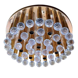 Hollywood Regency Glass and Brass Ceiling Light from Ernst Palme Palwa, Germany, 1970s For Sale