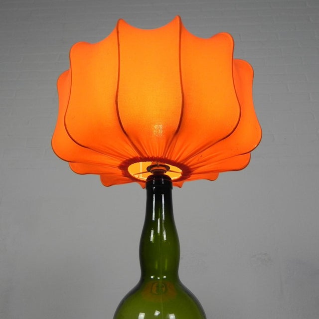 1970s Wine Bottle Table Lamp with Fabric Shade, 1970s For Sale - Image 5 of 17