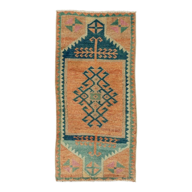 Turkish Mini Rug Oriental Hand Knotted Vintage Rug 1'5" x 2'11" #21245 For Sale
