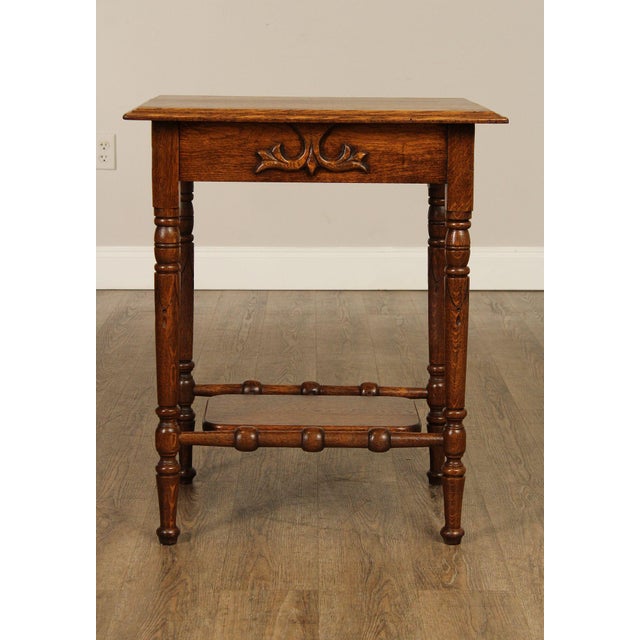 Antique Victorian Carved Oak End Table For Sale In Philadelphia - Image 6 of 12