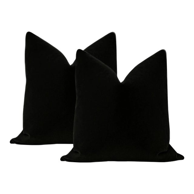 22" Caviar Mohair Velvet Pillows - a Pair For Sale