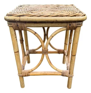 Vintage Wicker Rattan End / Drinks Table Mid 20th Century