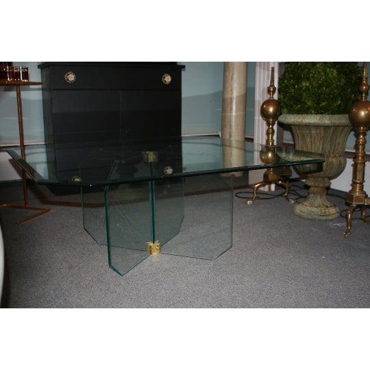 19960s Mid Century Modern Glass Coffee Table For Sale - Image 4 of 5