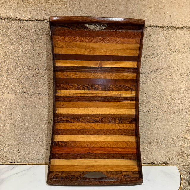 Mid-Century Modern Don Shoemaker Service Tray Tapered Exotic Wood For Sale - Image 10 of 10