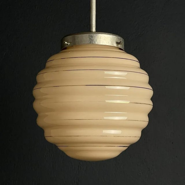 Vintage Pink Glass Pendant Lamp, Italy, 1950s For Sale - Image 9 of 13
