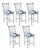 Faux Bamboo Wrought Iron Counter Stool | Spindle Back & Blue Damask Seat | Sold Individually, 5 Available For Sale