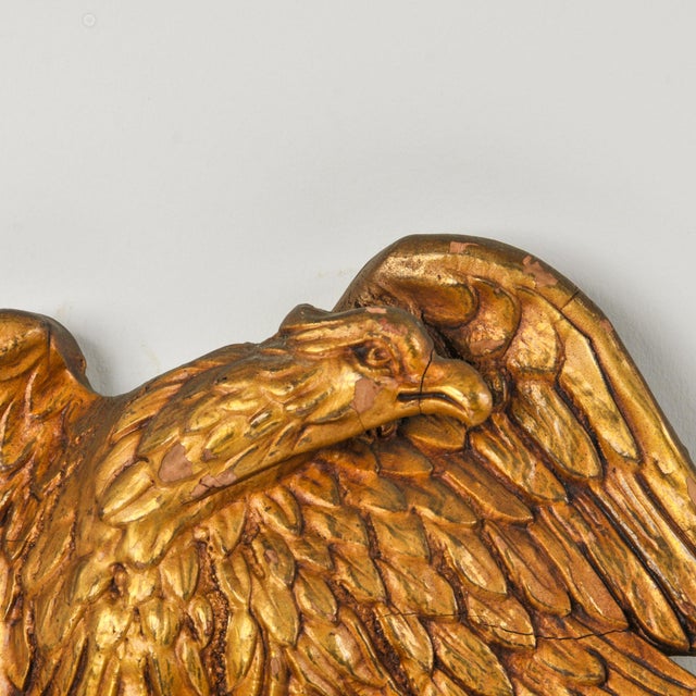 Early 20th Century Large Antique Federal Eagle Convex Mirror Giltwood Bullseye Butler Mirror Circa 1920s For Sale - Image 5 of 16