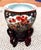 Vintage Chinoiserie Porcelain Fish Bowl Planter with Stand Features detailed, moriage style, hand painted birds, flowers,...