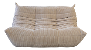 Beige Corduroy Togo Two-Seater Sofa by Michel Ducaroy for Ligne Roset