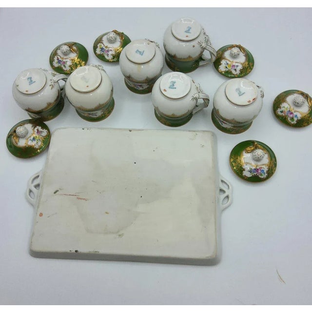 Ceramic 19th Century Porcelain Chocolate Cup Set with Tray, Set of 7 For Sale - Image 7 of 13