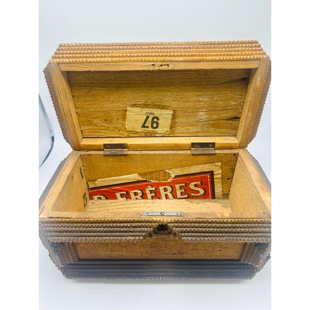 Brown Antique Tramp Art Box For Sale - Image 8 of 8