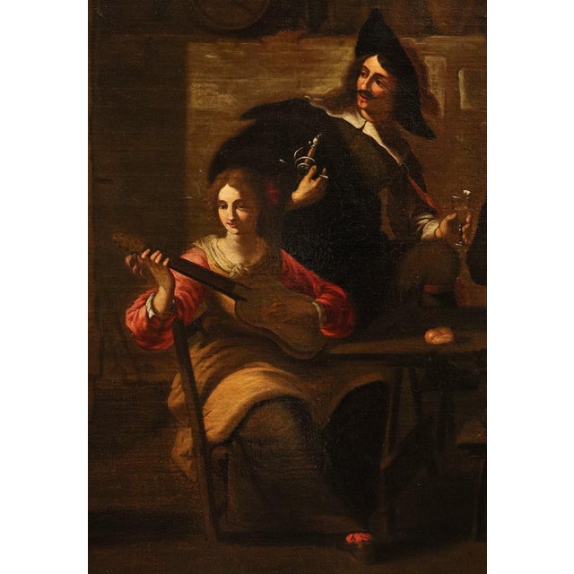 Roman Artist after Caravaggio, Company of Musicians, 1650, Oil on Canvas For Sale - Image 4 of 15
