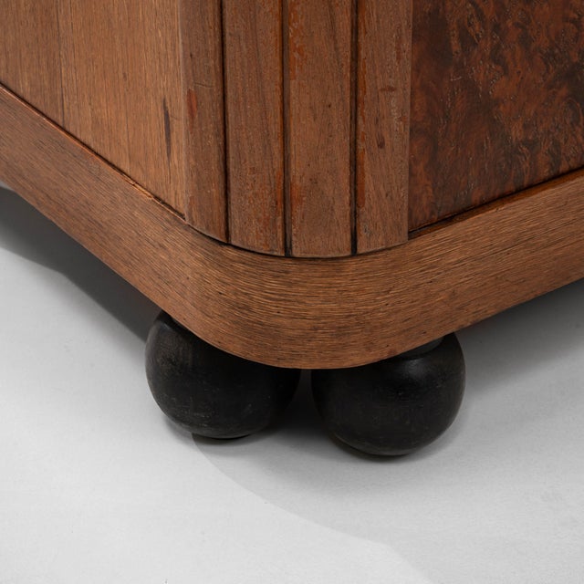 Brown 1920s Art Deco Wooden Sideboard with Marble Top For Sale - Image 8 of 18