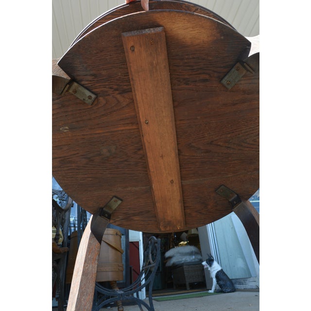 1970s Vintage Wooden 2 Tier Round Table With WMF Copper Tray Insert Top / Spades Edge For Sale - Image 12 of 12