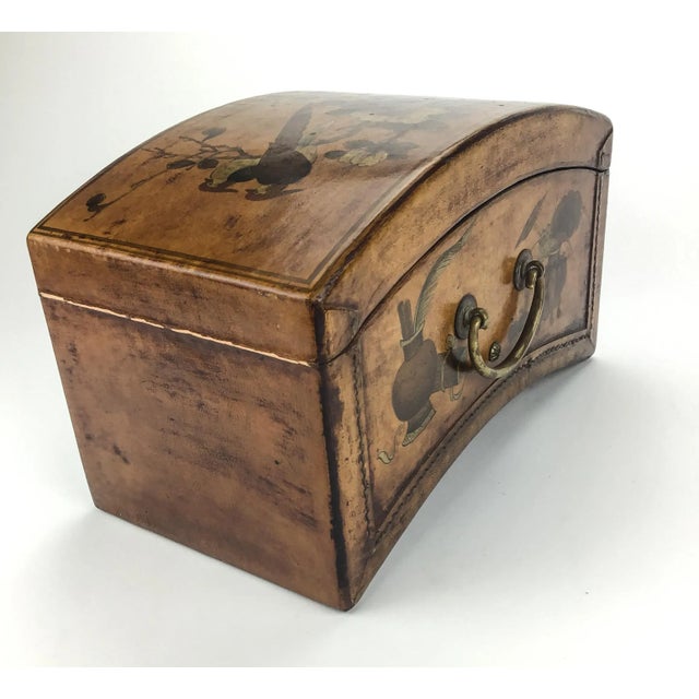 Vintage Hand Painted Leather Box For Sale - Image 11 of 12