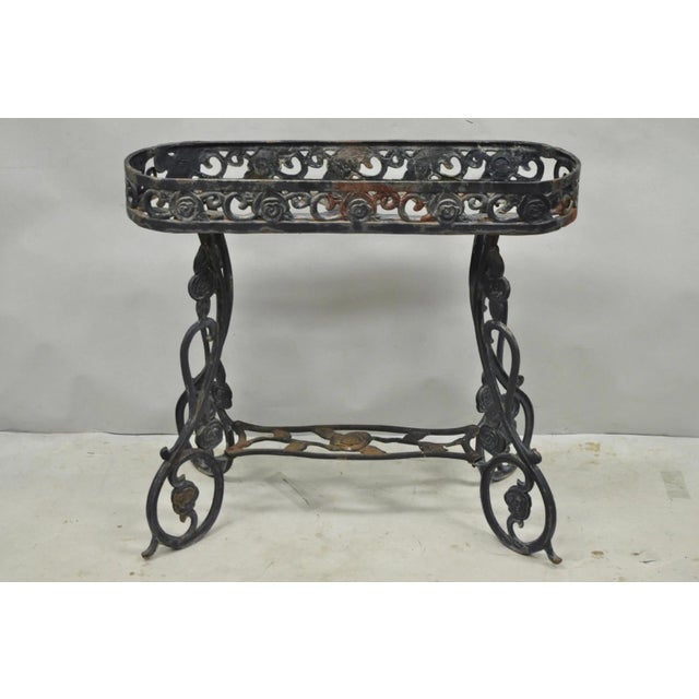 Art Nouveau Vintage French Art Nouveau Style Heavy Wrought Iron Garden Planter Plant Stand For Sale - Image 3 of 17