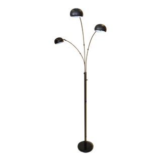 Contemporary Postmodern Style Steel 3 Arm Arc Floor Lamp Black Finish For Sale