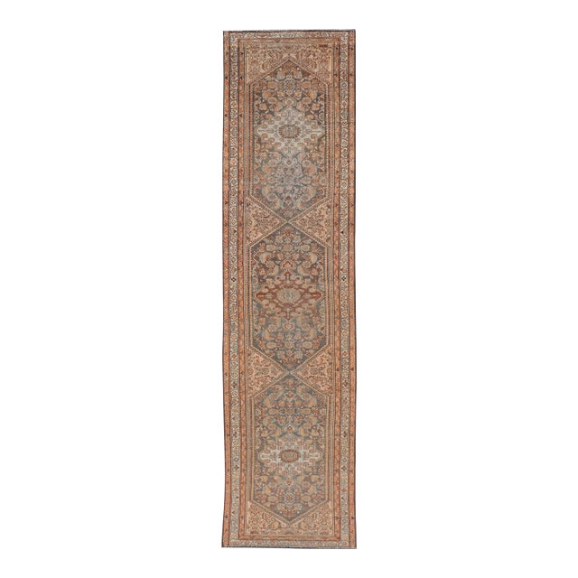 Antique Persian Malayer Runner With All-Over Sub-Geometric Medallion Design 3'1 X 13'0 For Sale