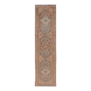 Antique Persian Malayer Runner With All-Over Sub-Geometric Medallion Design 3'1 X 13'0
