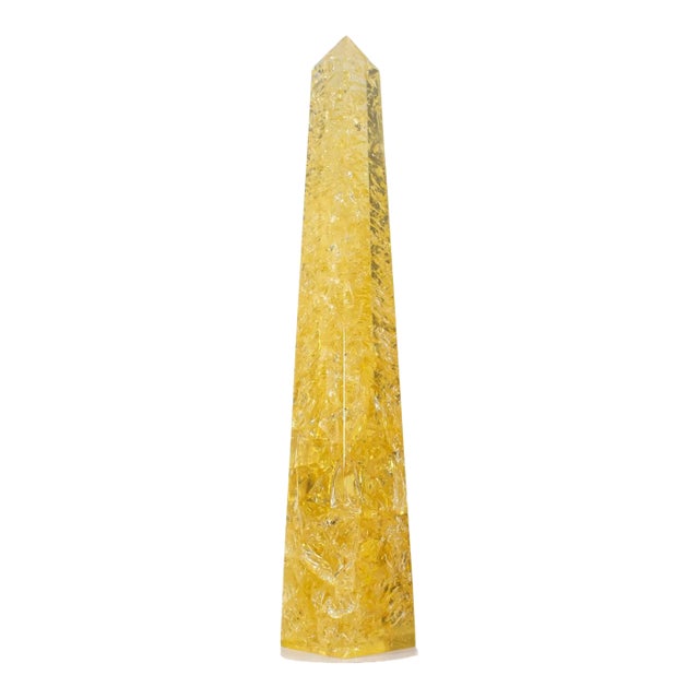 Yellow Fractal Resin Obelisk by Pierre Giraudon, Circa 1970 For Sale