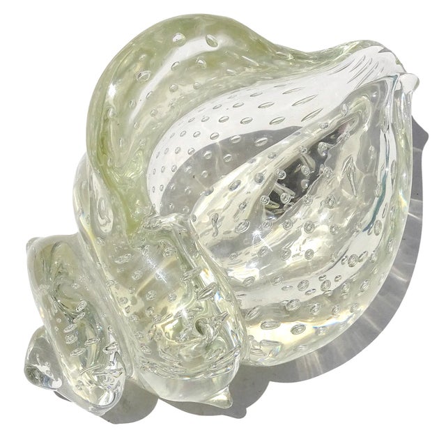 Antique Murano Seguso Vetri d'Arte Poli Italian Art Deco Glass Conch Seashell Figure Sculpture For Sale In Orlando - Image 6 of 11