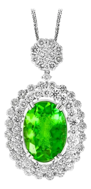 AGL Certified 7 Ct Pariba Tourmaline & 4.5 Ct Diamond Pendant Necklace 18 K Gold