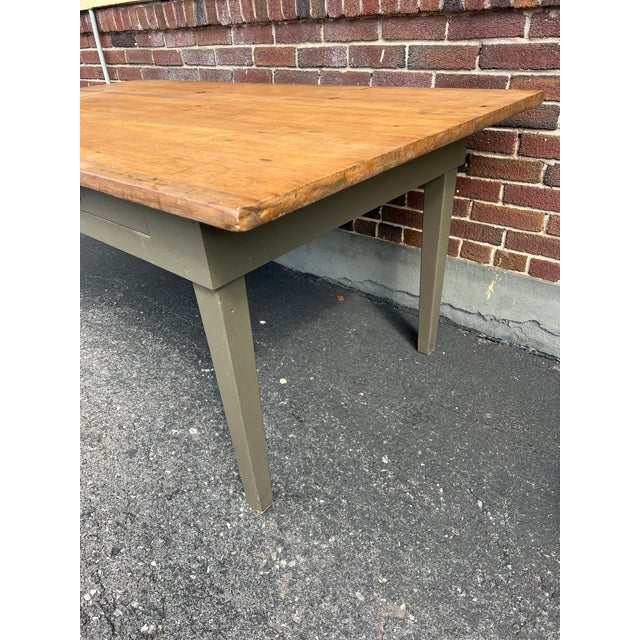 Vintage Green French Farmhouse Table With Drawer For Sale - Image 9 of 12