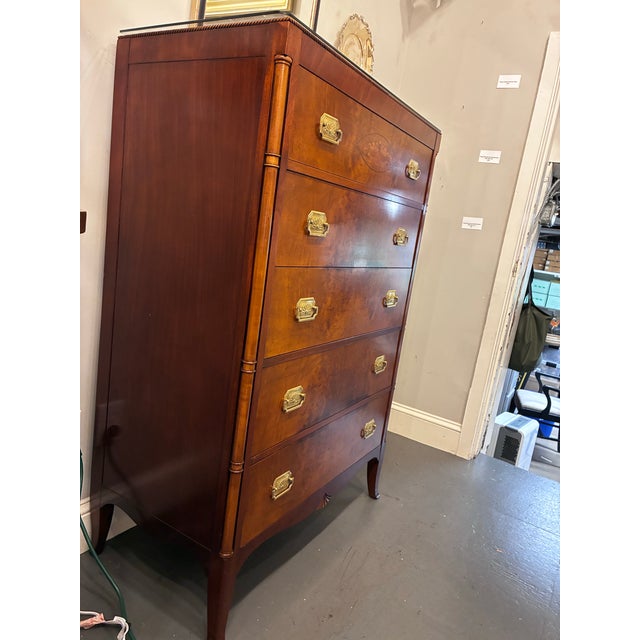 French 1940s Crotch Mahogany Gentlemen's Chest by Berkey and Gay Furniture For Sale - Image 3 of 9