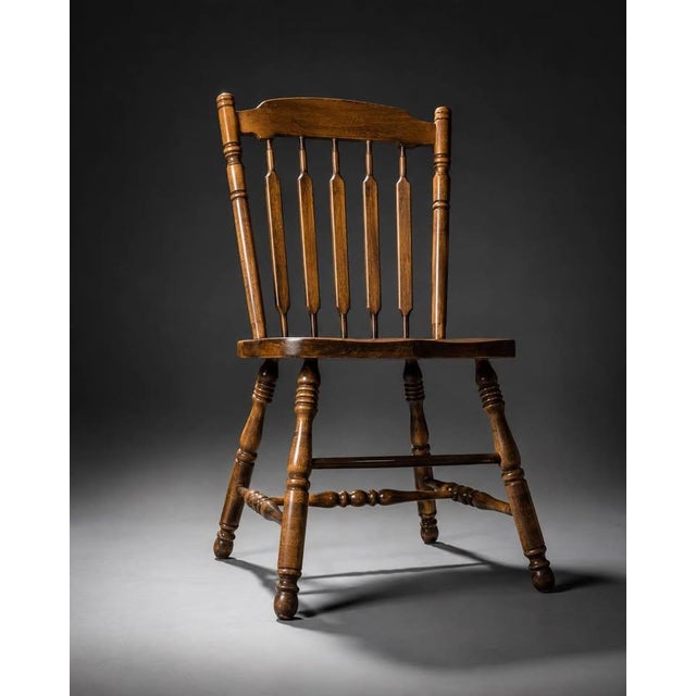 Late 20th Century Set of 6 Vintage Windsor Style Farmhouse Wood Dining Chairs For Sale - Image 5 of 10