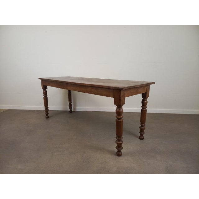 Large Walnut Bistro Table, 1930s For Sale - Image 18 of 18