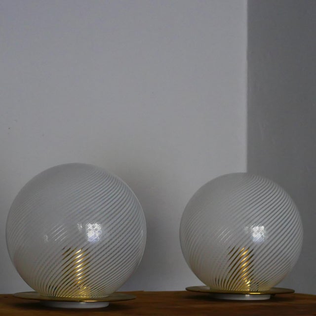 Metal Murano Glass Table Lamps by Ornella Noorda for Venini, 1970s, Set of 2 For Sale - Image 7 of 13
