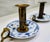 Royal Copenhagen Pair of Vintage Royal Copenhagen Blue Fluted Brass Push-Up Chambersticks, Denmark For Sale - Image 4 of 15