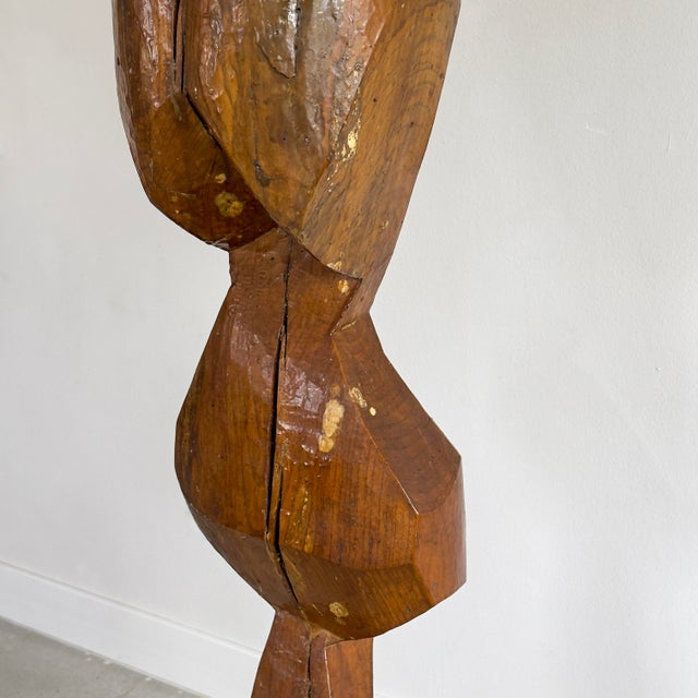 Carved Wood Abstract Figure Floor Sculpture For Sale - Image 11 of 12