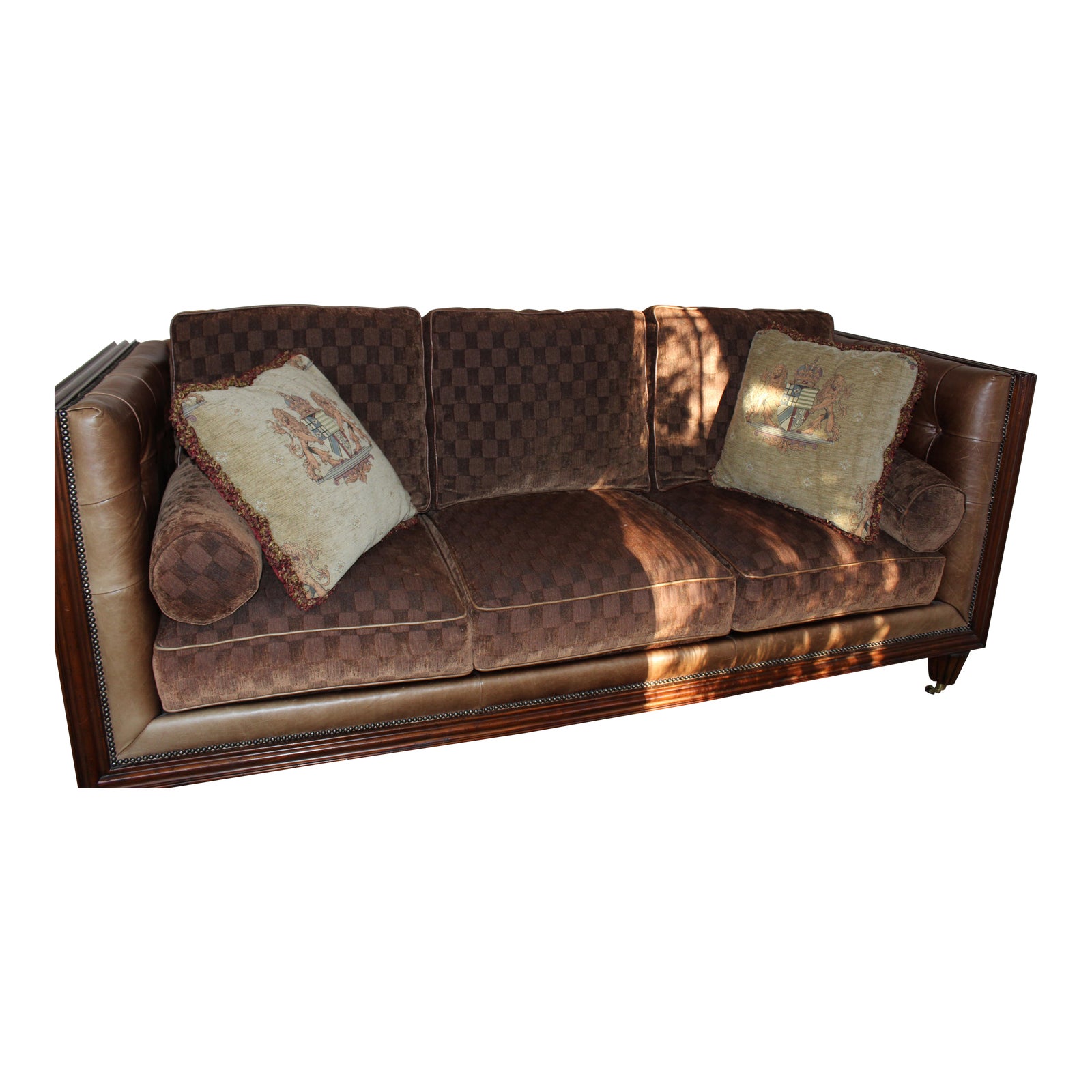 Modern Leather Fabric Drexel Heritage Sofa Chairish