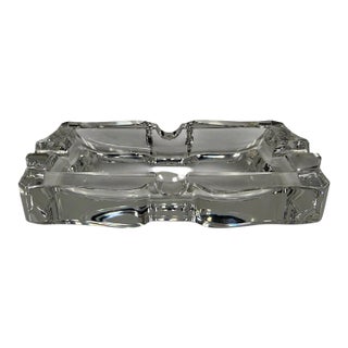 Vintage Baccarat Crystal "Alcazar" Scroll Edge Cigar Ashtray & Valet Tray For Sale