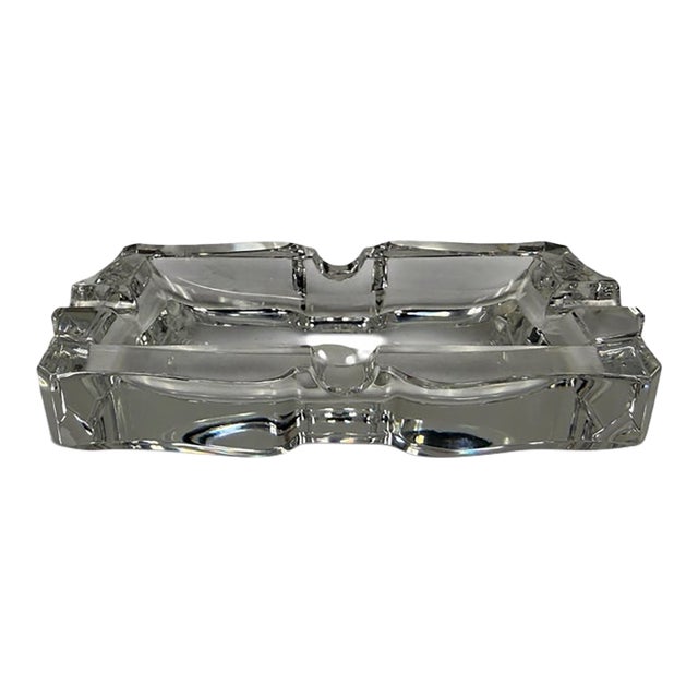 Vintage Baccarat Crystal "Alcazar" Scroll Edge Cigar Ashtray & Valet Tray For Sale