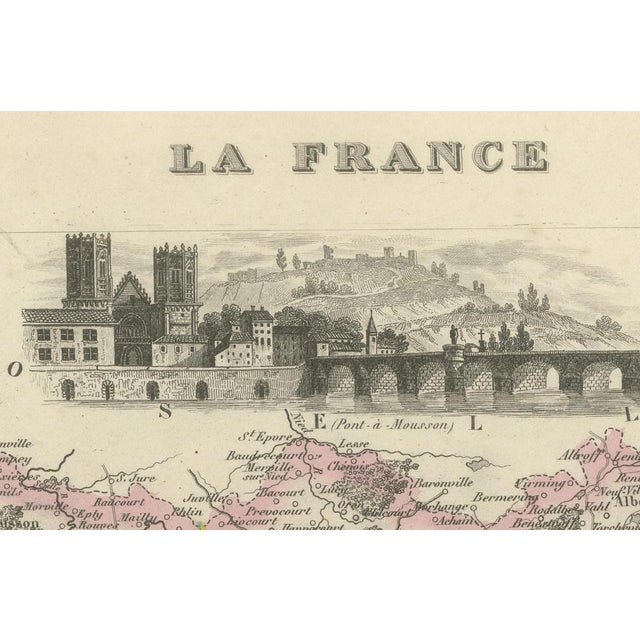 Antique Hand-Colored Map of Meurthe in France by Vuillemin, 1850s For Sale - Image 4 of 10