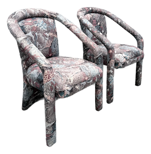 Vintage Postmodern. Purple Pink and Blue Arm Chairs - A Pair