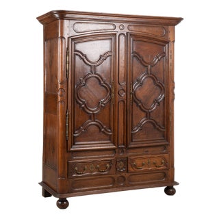 Late 18th Century French Carved Oak Two-Door Armoire For Sale