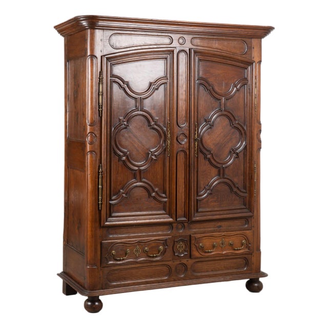 Late 18th Century French Carved Oak Two-Door Armoire For Sale