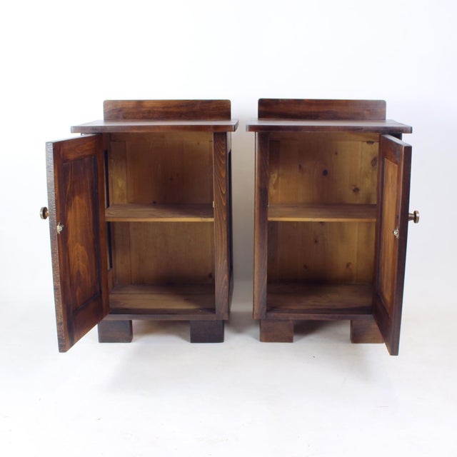 A rare pair of fully restored bedside tables dating to the interwar period in former Czechoslovakia. Unlike factory-made...