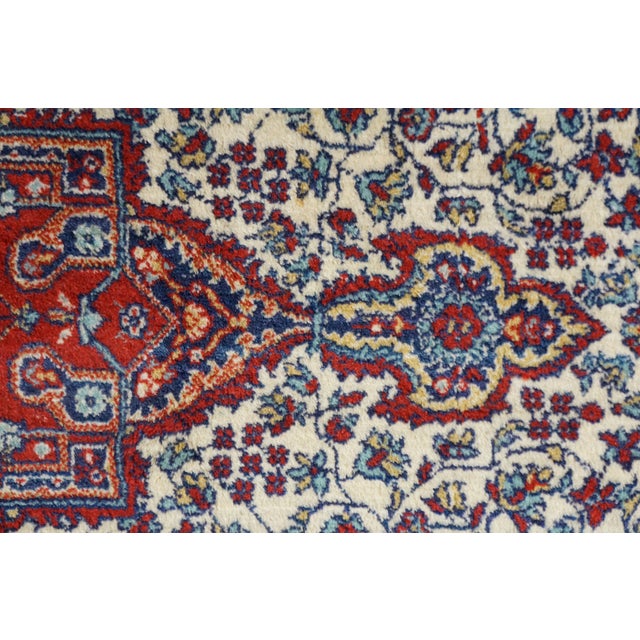 Vintage Hand-Knotted Oriental Geometric Medallion Wool Rug Ivory Crimson 3x6' For Sale - Image 9 of 12