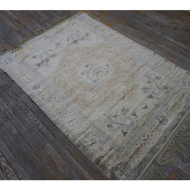 Brown Early 20th Century Silk Chinese Dragon Carpet ( 4'2" x 6' - 127 x 183 ) For Sale - Image 8 of 8