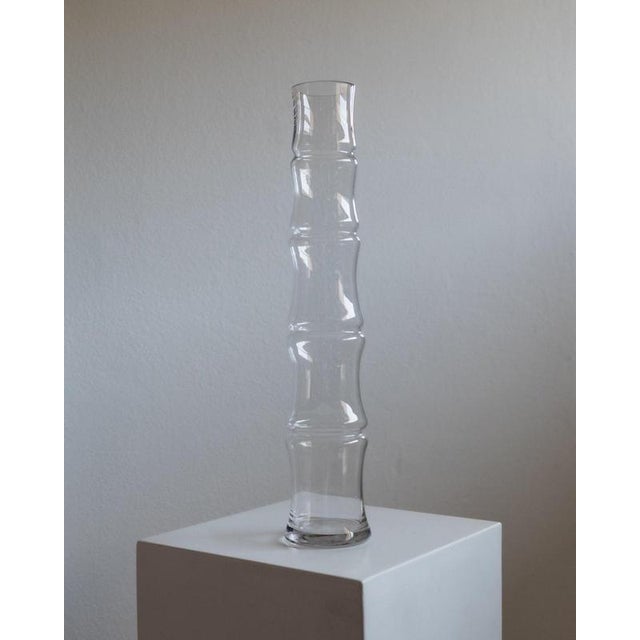Wood Vintage Italian Bamboo-Shaped Glass Vase, 1980s For Sale - Image 7 of 11